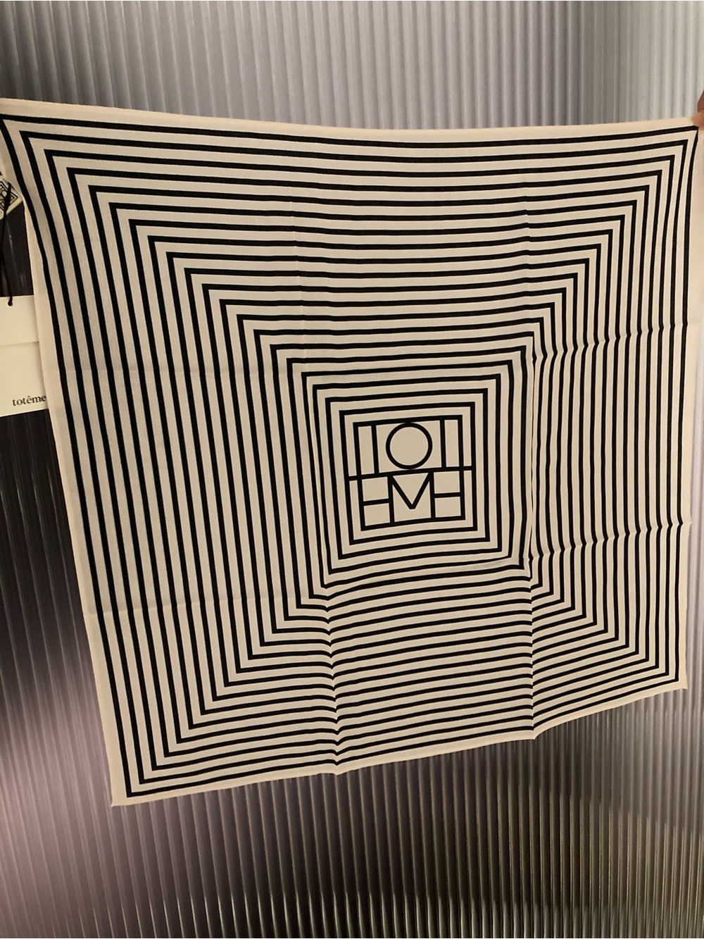Toteme Black and White Geometric Logo Silk Scarf